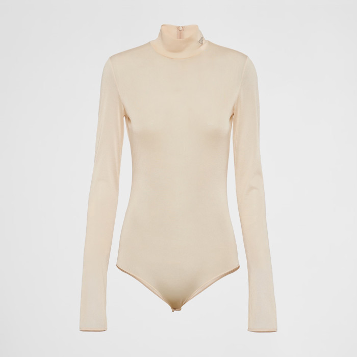 NIGO Prada Women's Spring and Autumn Solid Color High Neck Casual Long Sleeve One-piece Top #nigo98657