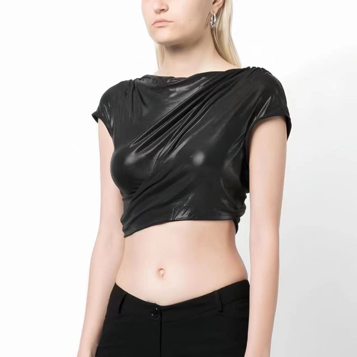 NIGO Rick Owens Women Spring Summer Fashion High Street Black Front and Back Wear Hollow Out Spice Short Top  Ngvp #nigo7938