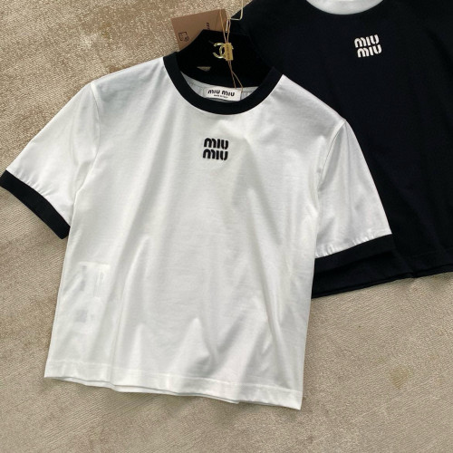 NIGO Women's Summer Black and White Splicing Letter Printed Cotton Round Neck Short Sleeve T-Shirt #nigo98775
