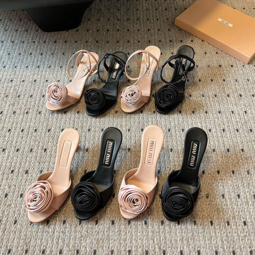 NIGO MiuMiu  Women's Spring And Summer Fashion Temperament Flowers Silk High Heels Rose Single Shoes Ngvp #nigo7979
