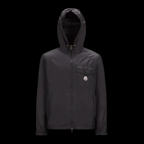 Nigo Moncler Men's Spring and Fall Black Logo Patch Straight Long Sleeve Zipper Hooded Lightweight Jacket #nigo98779