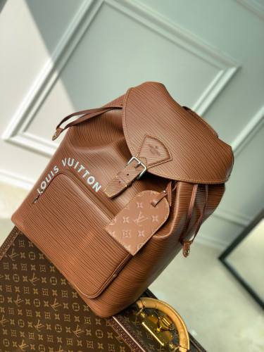 NIGO Louis Vuitton Montsouris Men's Brown Letter Logo Drawstring Closure Calfskin Backpack Shoulder Bag Bags #nigo98822
