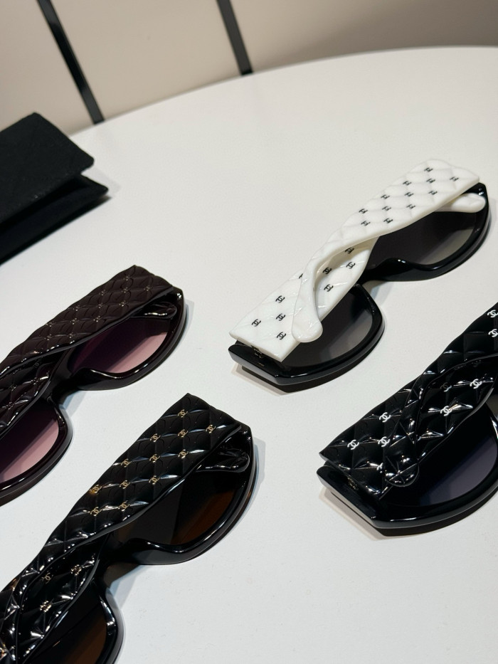 NIGO Chanel Women's Black Diamond Lens Irregularly Shaped Sunglasses Glasses Eyeglasses #nigo98837