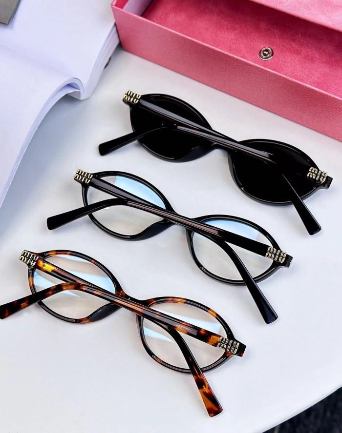 MiuMiu Women's Thin Frame Logo Decorative Acetate Irregular Shape Sunglasses Optical Frame Eyeglasses Glassess #nigo98845
