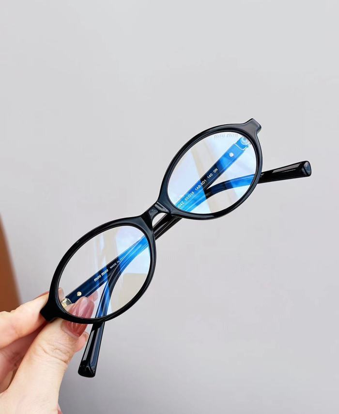 MiuMiu Women's Thin Frame Logo Decorative Acetate Irregular Shape Sunglasses Optical Frame Eyeglasses Glassess #nigo98845