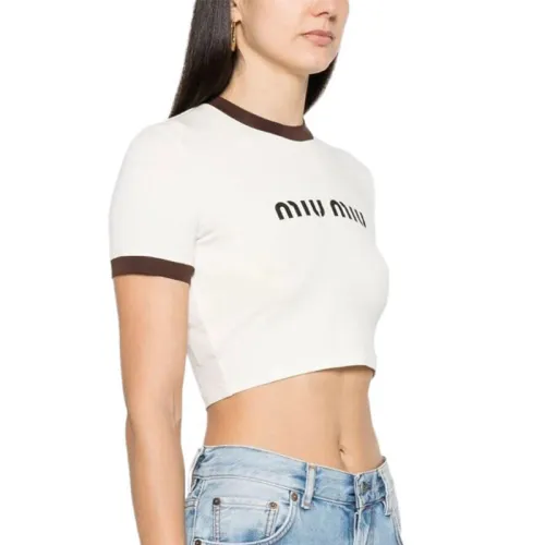 NIGO MiuMiu Women's Summer White Letter Print Round Neck Short Sleeve T-Shirt #nigo98853