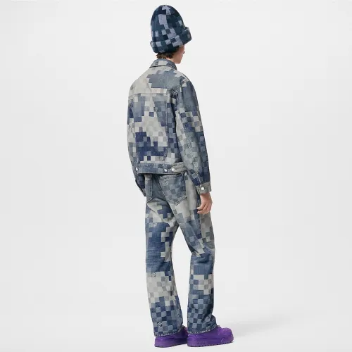NIGO Louis Vuitton Men's Spring And Fall Fashion Plaid Denim Suit Gradient Washed Vintage Jacket Straight Casual Pants Ngvp #nigo8154
