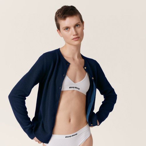 NIGO MiuMiu Women's Summer Solid Color Monogram Printed Bra Triangle Panty Underpants Set Suit #nigo98894