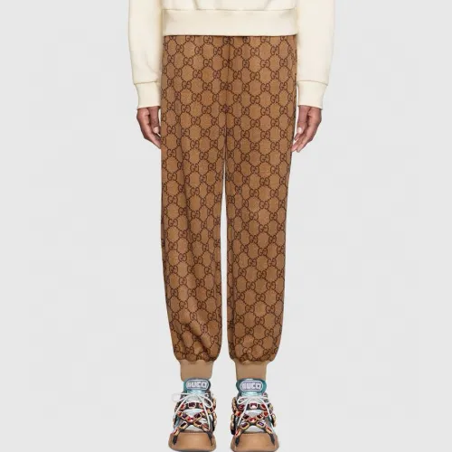 NIGO Gucci Women's Spring Autumn Khaki Tie Elastic Waist Plain Knit Jogger Pants #nigo98976