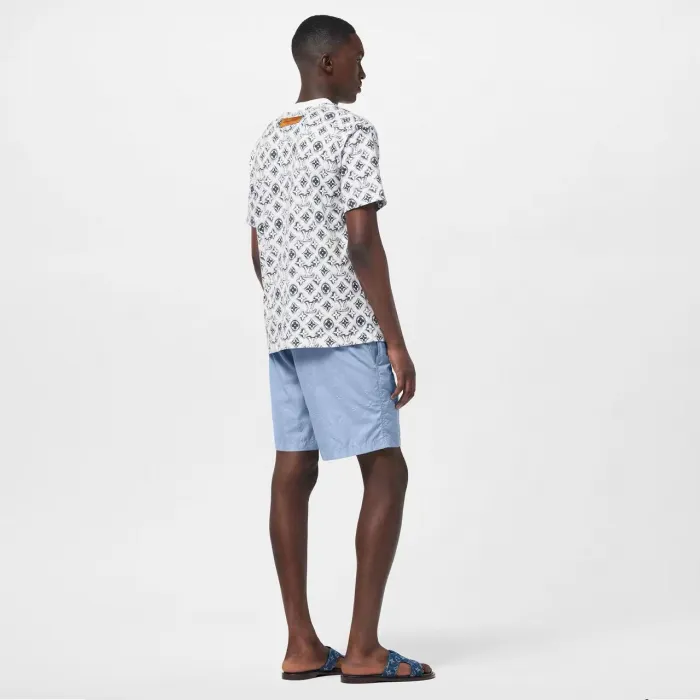NIGO Louis Vuitton Men's Summer Solid Color Logo Full Print Drawstring Elastic Waist Casual Shorts Pants #nigo98982