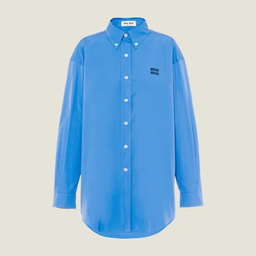 NIGO MiuMiu Men's Spring Summer Blue Letter Printed Lapel Single Breasted Long Sleeve Shirt #nigo98988