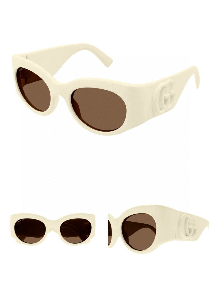 NIGO Gucci  Men's And Women's All Season Tinted Sunglasses Monogram Oval Frame Multicolor High Street Accessories #nigo99288
