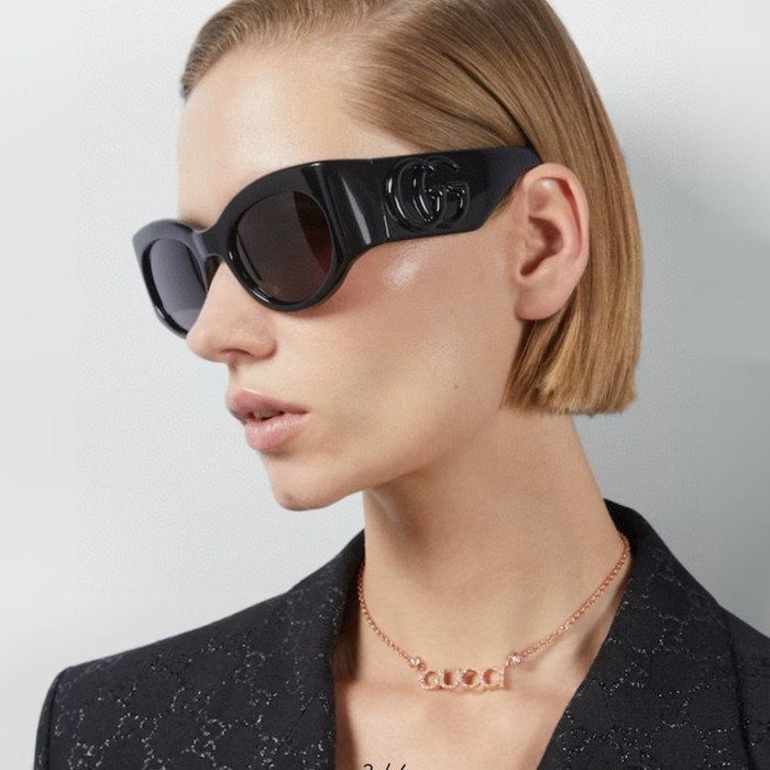 NIGO Gucci  Men's And Women's All Season Tinted Sunglasses Monogram Oval Frame Multicolor High Street Accessories #nigo99288