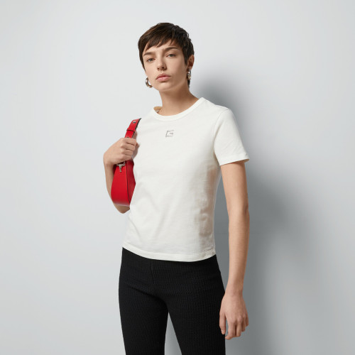 NIGO Gucci Women's Summer Solid Color Black And White Letters Rhinestone Knitted T-shirt Fashion Loose Casual Short-sleeved Round Neck Blouse Ngvp#nigo8242