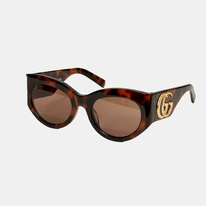 NIGO Gucci  Men's And Women's All Season Tinted Sunglasses Monogram Oval Frame Multicolor High Street Accessories #nigo99288