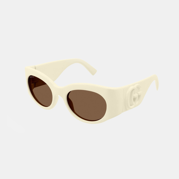 NIGO Gucci  Men's And Women's All Season Tinted Sunglasses Monogram Oval Frame Multicolor High Street Accessories #nigo99288