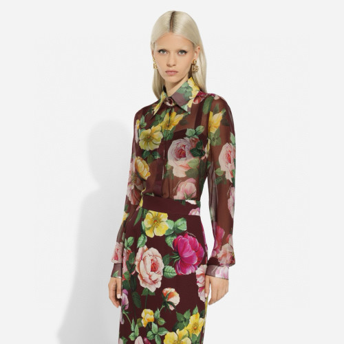 NIGO Dolce&Gabbana Women's Spring And Summer Silk Floral Colorblocking Shirt And Half Skirt Set Temperament And Comfortable Top Ngvp #nigo8246