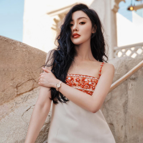 NIGO Valentino Women's Spring And Summer Coral Rhinestone Embroidery Solid Color Silk Wool Halter Short Dresses Ngvp #nigo8273