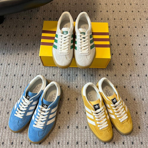NIGO Adidas X Gucci  Men's And Women's Four Seasons Clover Classic Logo Letters Colorblocking Striped Flats Sneakers Athletic Casual Shoes #nigo99358