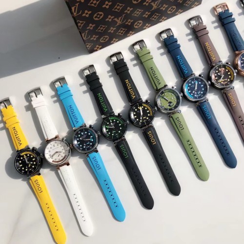 NIGO Louis Vuitton Men's TAMBOUR STREET DIVER Steel Dial Rubber Strap Automatic Mechanical Watch 44 mm #nigo99382