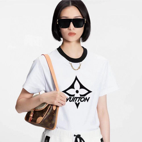 NIGO Louis Vuitton Women's Summer Snowflake Pattern Embroidery Round Neck Cotton Short Sleeve T-Shirt #nigo99412