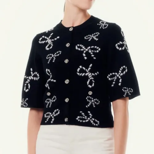 NIGO Chanel Women's Autumn and Winter Black and White Wool Single Breasted Short Sleeve Jacket #nigo99393