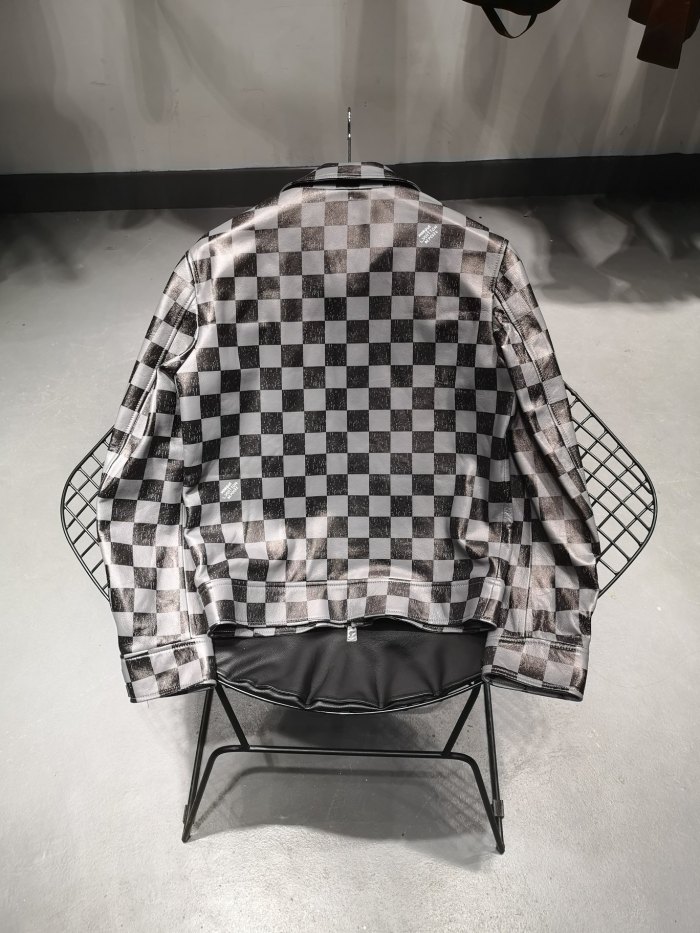 NIGO Louis Vuitton Men's Fall And Winter Casual Colorblocking Checkerboard Leather Jacket Letter Logo Temperament Jacket #nigo6238