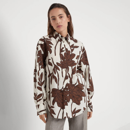 NIGO Brunello Cucinelli Women's Spring And Fall Floral Print Single-Breasted Monili Cotton White Loose Long-Sleeved Shirt Ngvp #nigo8337
