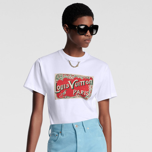 NIGO Louis Vuitton Women's Summer White Logo Letter Print Round Neck Short Sleeve T-Shirt #nigo99596