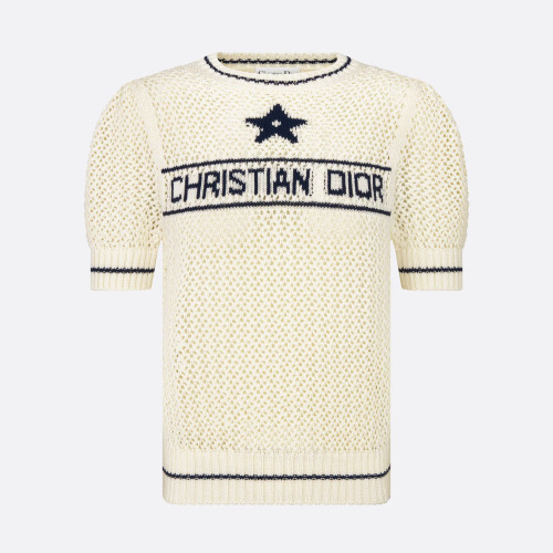 NIGO Dior Women's Summer White Logo Round Neck Cotton Knit Short Sleeve T-Shirt #nigo99669