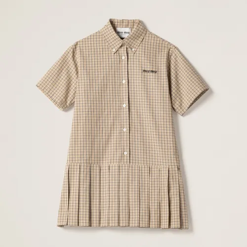 NIGO MiuMiu Women's Summer Check Print Single Breasted Skirt Pleated Check Dress #nigo99731