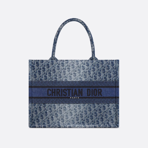 NIGO Dior Women's Gradient Blue Embroidered Logo Printed Denim Tote Bag Shopper Handbag Tote Bags #nigo99786