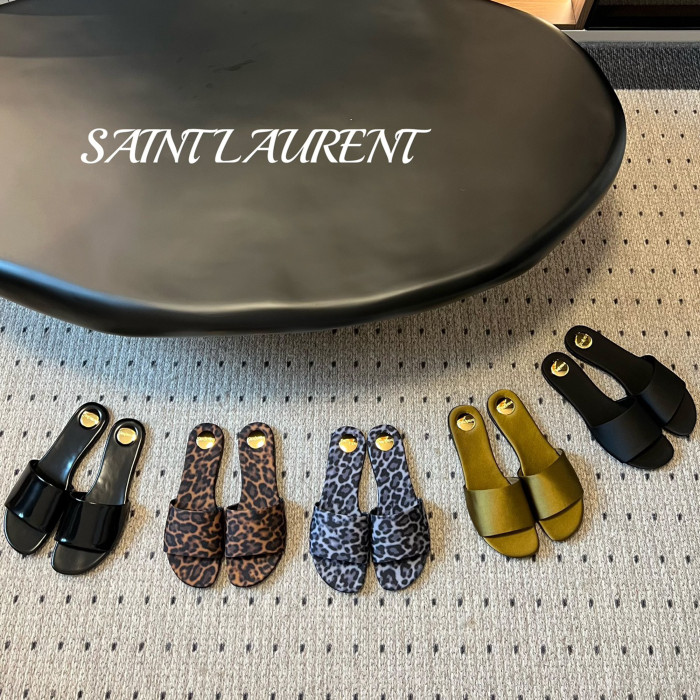 NIGO SAINT LAURENT Women's Spring/summer Fashion Cowhide Silk Sandals Elegant And Comfortable Luxury Leopard Pattern Slippers Flat Shoes Ngvp  #nigo8525