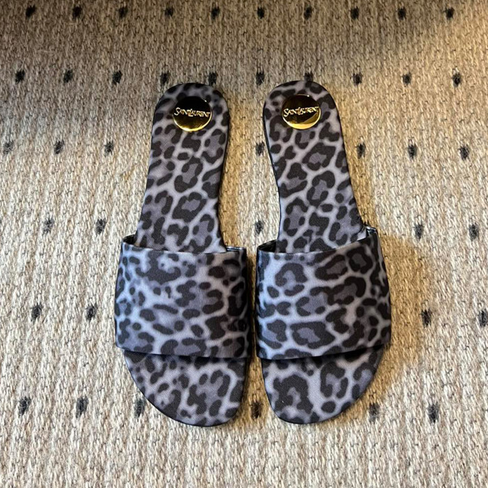 NIGO SAINT LAURENT Women's Spring/summer Fashion Cowhide Silk Sandals Elegant And Comfortable Luxury Leopard Pattern Slippers Flat Shoes Ngvp  #nigo8525