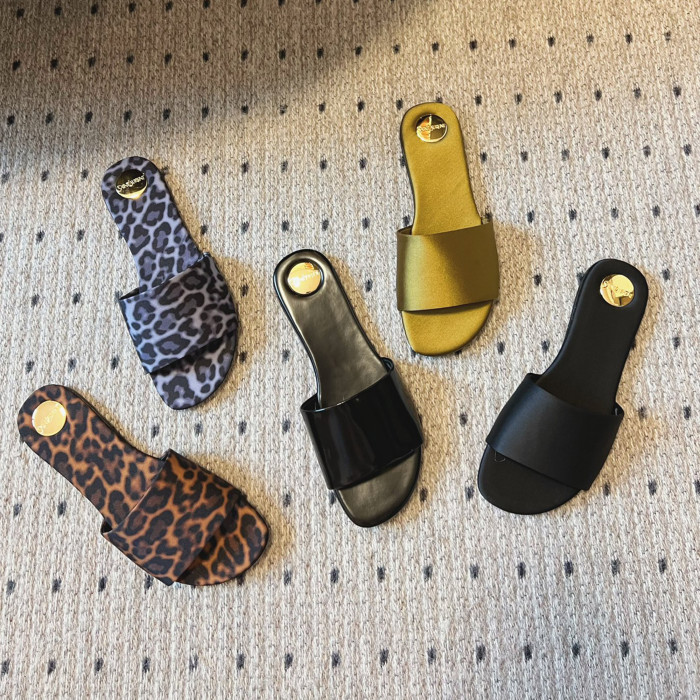 NIGO SAINT LAURENT Women's Spring/summer Fashion Cowhide Silk Sandals Elegant And Comfortable Luxury Leopard Pattern Slippers Flat Shoes Ngvp  #nigo8525