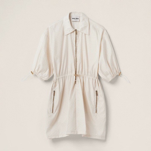 NIGO MiuMiu Women's Summer Beige Nylon Zipper Lapel Loose Fit Dress Pants #nigo99843