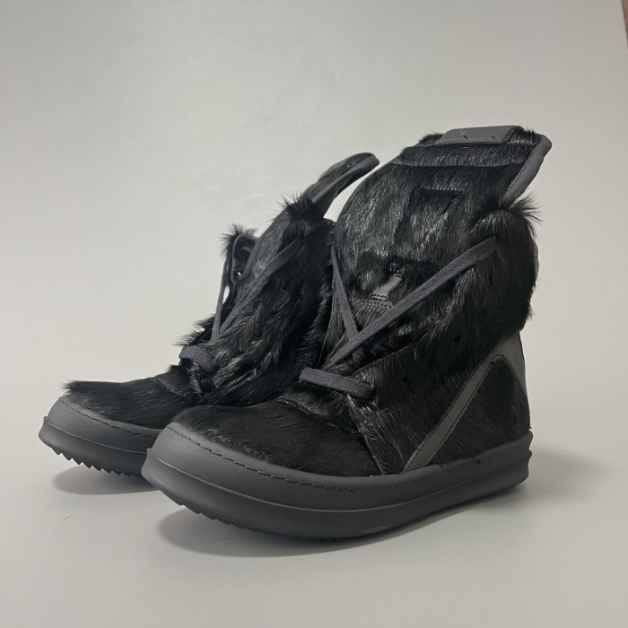 NIGO Rick Owens Geobasket Inverted Triangle Green Horse Hair High Top Casual Shoes Ngvp #nigo6765