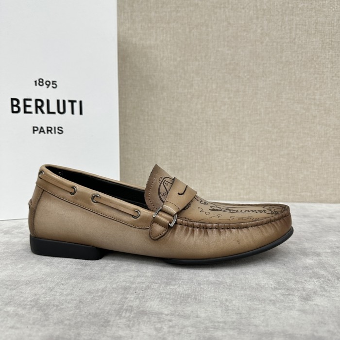 NIGO Berluti  Men's Spring/summer Letter Gradient Casual Shoes Temperament Cowhide Inner Lining Driving Shoes Ngvp #nigo8536