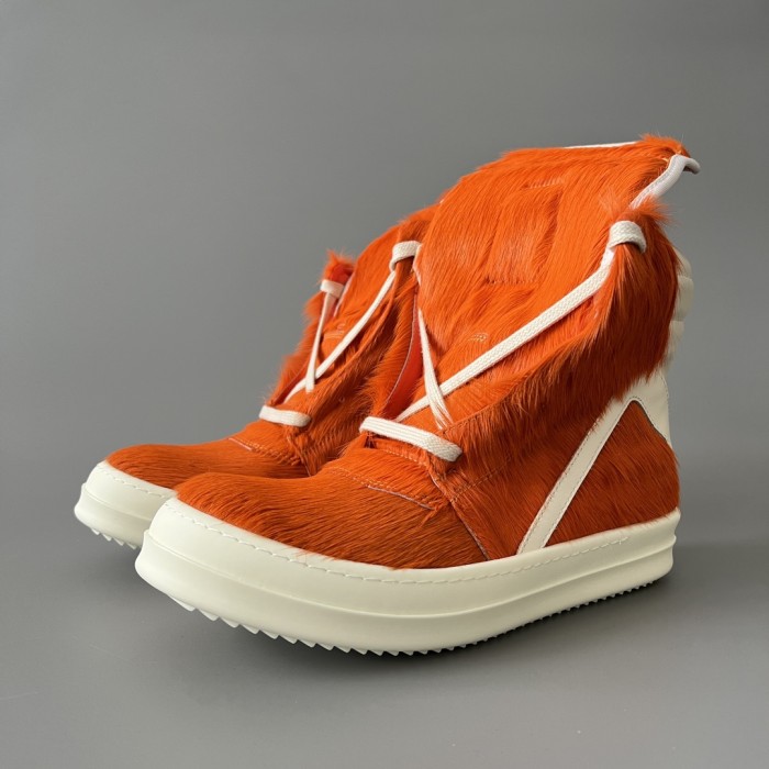 NIGO Rick Owens Geobasket Inverted Triangle Green Horse Hair High Top Casual Shoes Ngvp #nigo6765