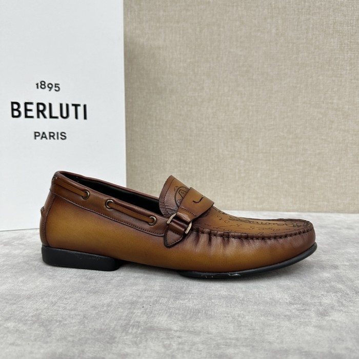 NIGO Berluti  Men's Spring/summer Letter Gradient Casual Shoes Temperament Cowhide Inner Lining Driving Shoes Ngvp #nigo8536