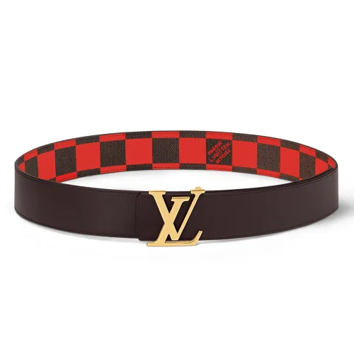 NIGO Louis Vuitton Men's Color Checkered Letter Logo Brown Leather Belt Accessory  #nigo71274
