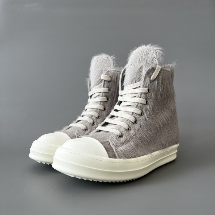 NIGO Rick Owens Geobasket Inverted Triangle Green Horse Hair High Top Casual Shoes Ngvp #nigo6765