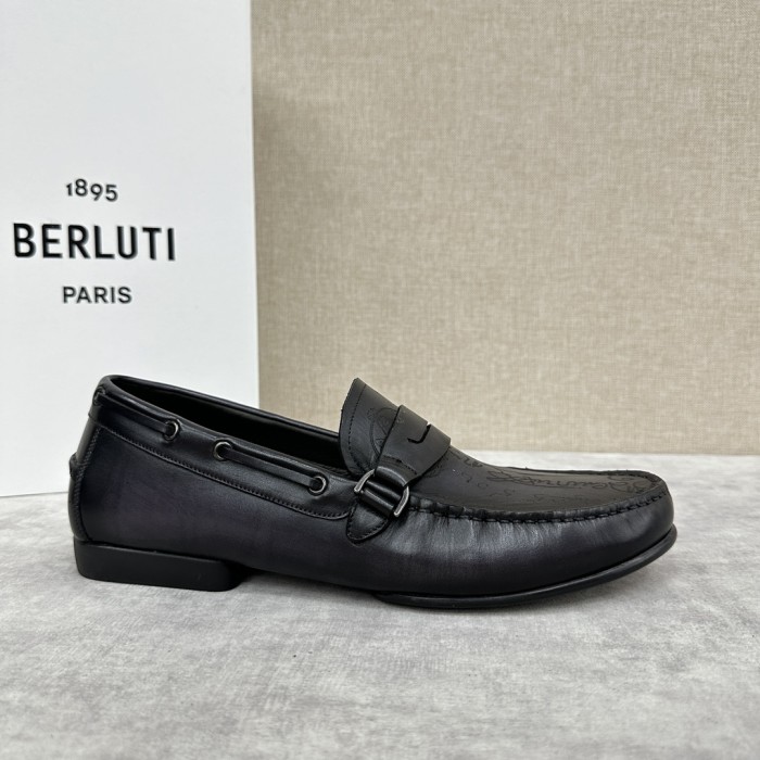 NIGO Berluti  Men's Spring/summer Letter Gradient Casual Shoes Temperament Cowhide Inner Lining Driving Shoes Ngvp #nigo8536