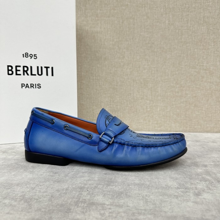 NIGO Berluti  Men's Spring/summer Letter Gradient Casual Shoes Temperament Cowhide Inner Lining Driving Shoes Ngvp #nigo8536