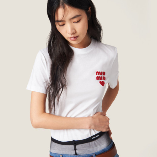 NIGO MiuMiu Women's Summer Logo Letter Love Pattern Printed Round Neck Short Sleeve T-Shirt #nigo99852