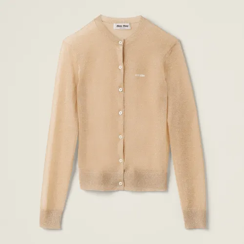 NIGO MiuMiu Women's Spring and Autumn Solid Color Letter Printed Single Breasted Round Neck Long Sleeve Sweater Cardigan #nigo99968