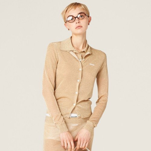 NIGO MiuMiu Women's Spring and Autumn Solid Color Letter Printed Single Breasted Round Neck Long Sleeve Sweater Cardigan #nigo99968