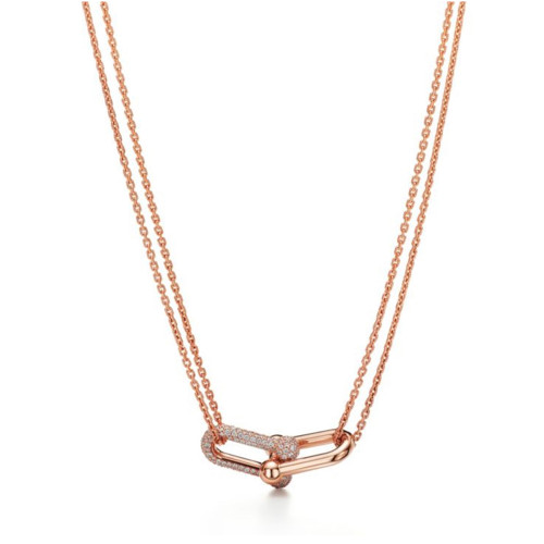NIGO Tiffany & Co. Women's Double Chain Buckle Necklace Luxury Diamond Style Casual Necklace Jewelry Accessories  #nigo71289