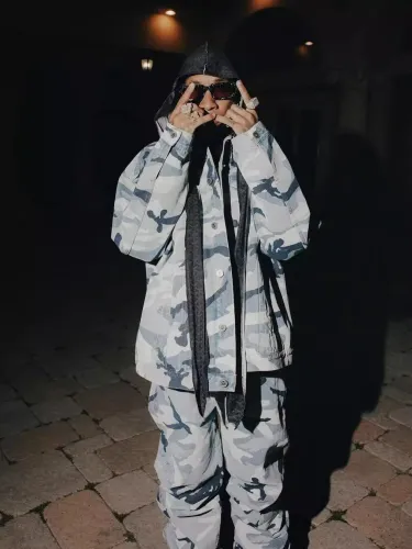 NIGO Vetements Men's Four Seasons Fashion Snow Camouflage Blue Casual Button Fitted Straight Leg Denim Pants Ngvp #nigo8643