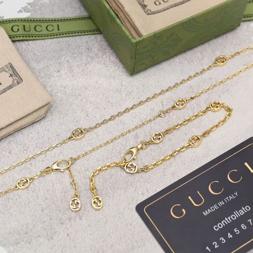 NIGO Gucci Fashion Temperament Fine Chain 18k Gold Women's Necklace Logo Bracelet  #nigo71326